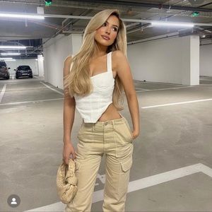 Zara White Denim Corset Top